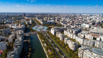 Aerial footage of Bucharest downtown