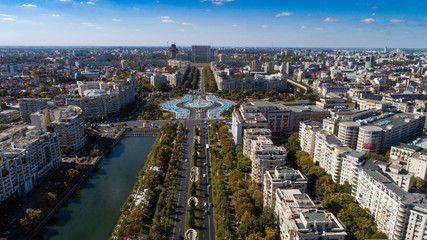 Aerial footage of Bucharest downtown - obrazy, fototapety, plakaty