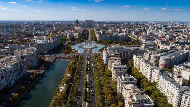 Aerial Footage Of Bucharest Downtown