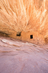 Bear Ears National Monument's Mule Canyon hosts a hike using South Mule Canyon Trail, which leads to many Anasazi ruins including this, known as "House on Fire." Taken in late-April in the afternoon.