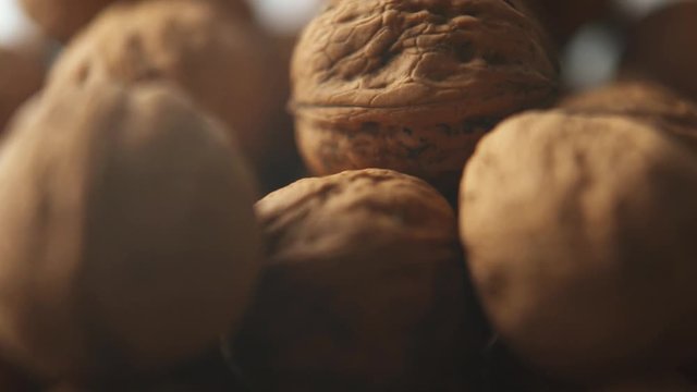 Expensive italian walnut dry fruit product item, close up macro shot
