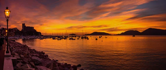 Foto auf Acrylglas Sunset on the village of Lerici and its coast © Fabio Lotti