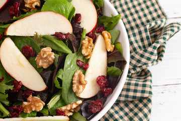 Cranberry Walnut and Apple Salad on a Bed of Mixed Greens
