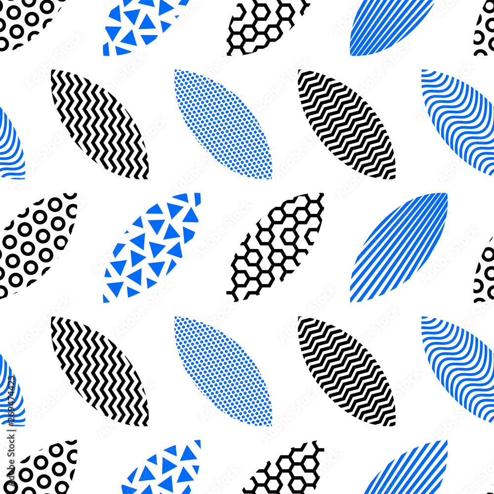 Fototapete a set of seamless pattern of leaves that are filled with abstract technical patterns and objects. co