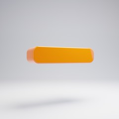 Volumetric glossy hot orange Minus icon isolated on white background.