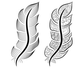 Cute hand drawn feather collection in scandinavian style.