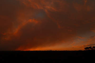 Smoke of a large bush fire in The Blue Mountains.