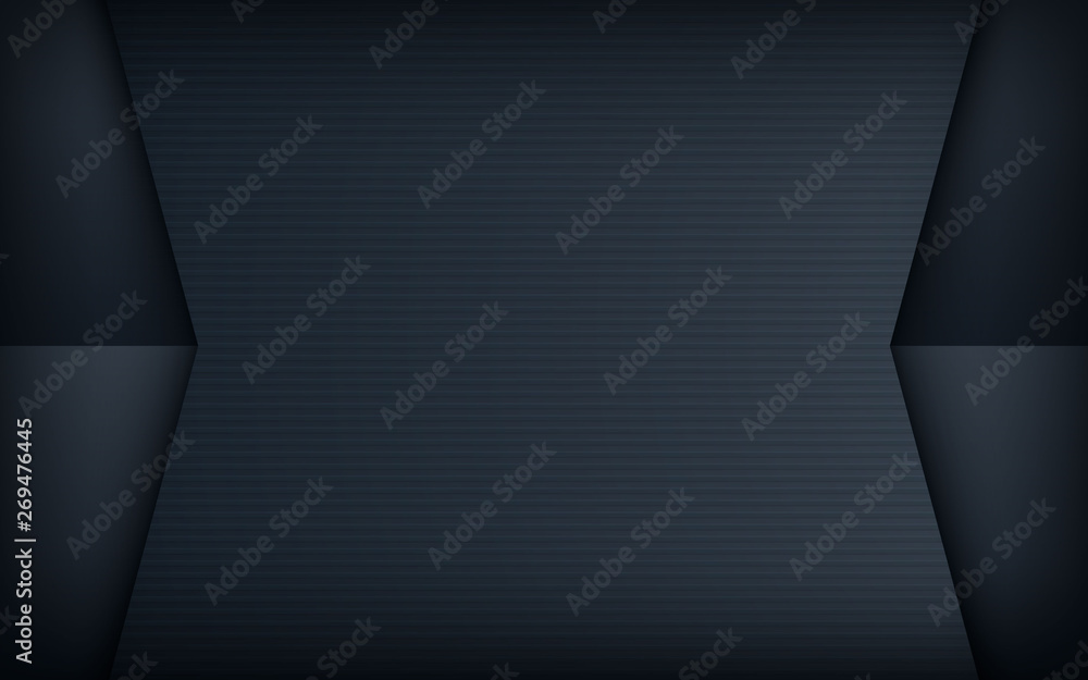 Poster realistic textured black background. arrow overlap layers concept.