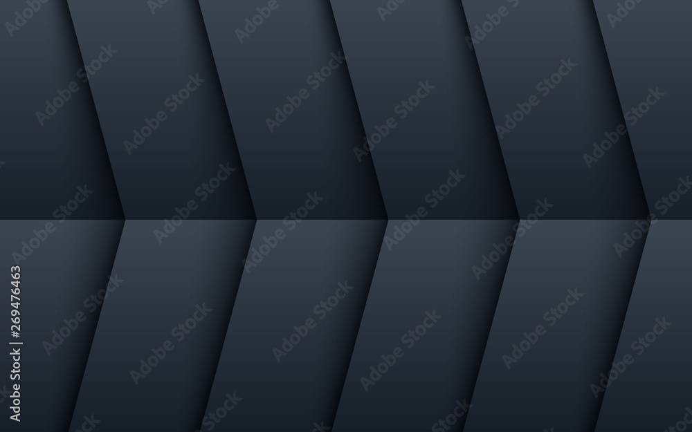 Poster realistic textured black background. arrow overlap layers concept.
