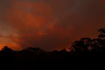 Smoke of a large bush fire in The Blue Mountains.