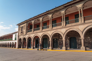 Fototapeta na wymiar Arcs in Ayacucho downtown in Peru