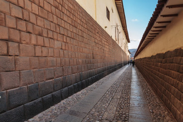 Inca walls in Loreto street in Cuzco, Peru.