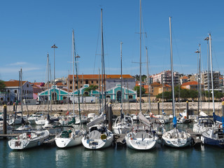Fototapeta na wymiar Marina of Belem in Lisbon with boats