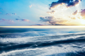 Fototapeta premium Beautiful heavenly landscape with the sun in the clouds . Paradise heaven . light about the sky .