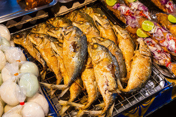 Dried fish fry for crispy, Dry fish for fried to eat in the fish market, asia food