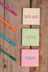 Handwriting text Do S Is And Dont S Is. Conceptual photo advising Rules or customs concerning some...