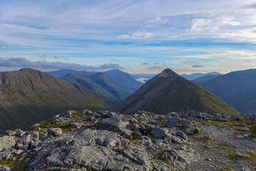 Stob Dubh from Stob Coire Raineach, Buachaille Etive Beag on a summer evening
