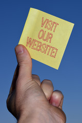 Text sign showing Visit Our Website. Business photo text visitor who arrives at web site and...