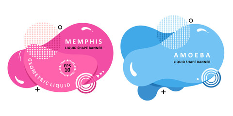 Plasma concept. Mosaic amoeba design. Abstract colorful waves. Modern vector memphis liquid shape. 