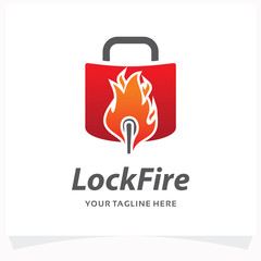 Lock Fire Logo Design Template