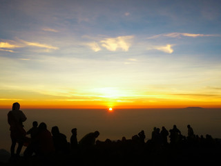 Fototapeta na wymiar Sunrise at Rinjani Mountain