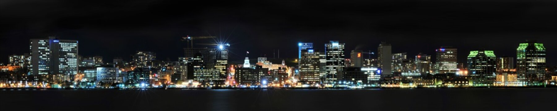 Nighttime panoramic cityscape of Halifax Nova Scotia