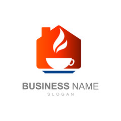 cafe house logo and tea, coffee logo , restaurant icon
