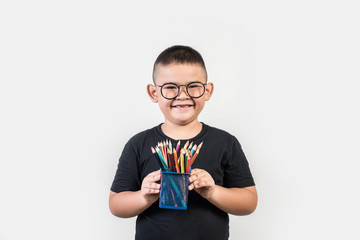 Educatoin boy smiling in studio shot