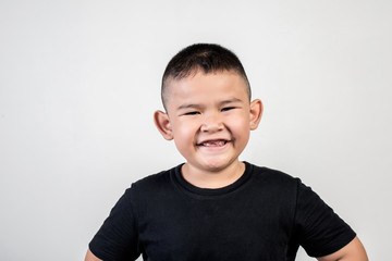 Funny portrait boy studio photo