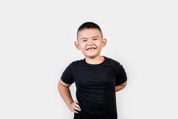 Funny portrait boy studio photo