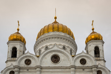 The Cathedral of Christ the Saviour on the northern bank of the Moskva River southwest of the...