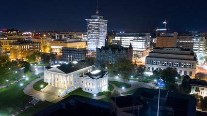 Aerial View Virginia State Capital Building Downtown Urban Center Richmond