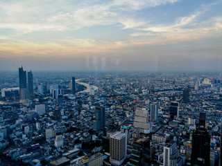 BANGKOK, THAILAND -JAN, 2019 - Photos of Bangkok City line, The King Power Mahanakhon Skywalk
