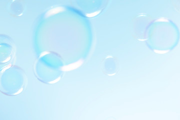 beautiful soap bubbles float in the air.