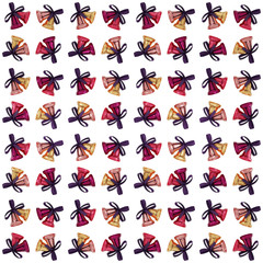 Coral Sand Colors Wrapping Paper Seamless Pattern, Illustration With Christmas Bells 3D Render, Orthographic Camera ..