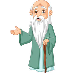 Cartoon philosopher thinker on white background