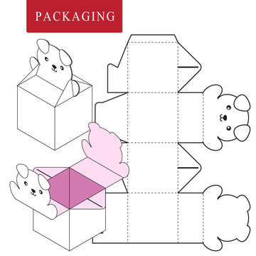 Packaging Design.Vector Illustration of Box.Package Template. Isolated White Retail Mock up.