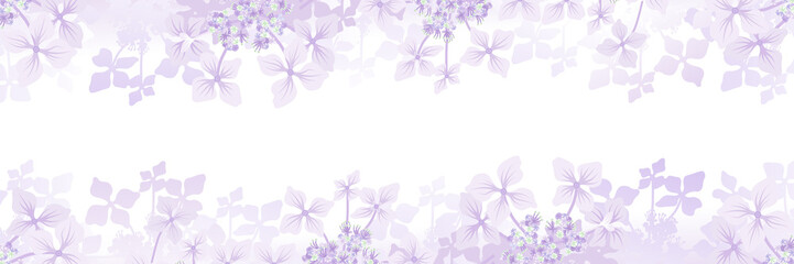 Hydrangea flower frame background - Banner ratio, purple color