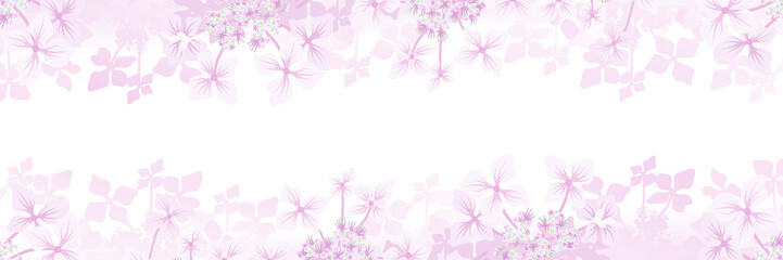 Obraz na płótnie Canvas Hydrangea flower frame background - Banner ratio, pink color