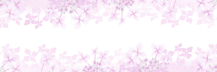 Fototapeta premium Hydrangea flower frame background - Banner ratio, pink color