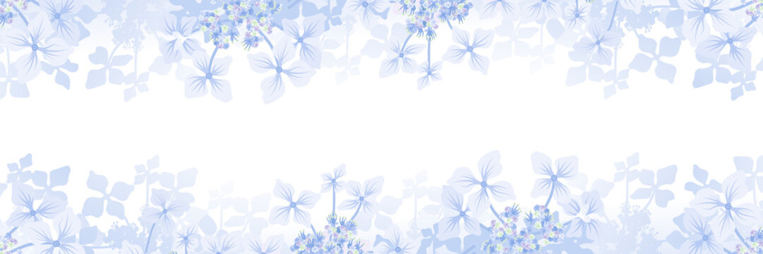 Hydrangea flower frame background - Banner ratio, blue color