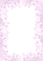 Hydrangea flower frame background -Vertical, pink color