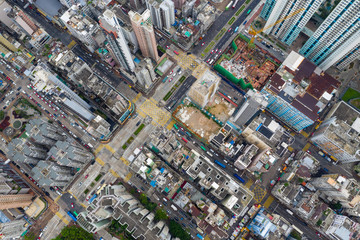 Top down view of Hong Kong city