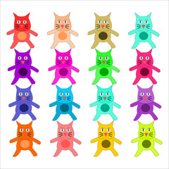 multi colors cute cat cartoon seamless pattern