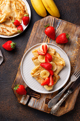 Crepes with strawberry and banana