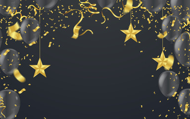 Fototapeta premium HAPPY BIRTHDAY ANNIVERSARY BANNER WITH COLORFUL BALLOONS