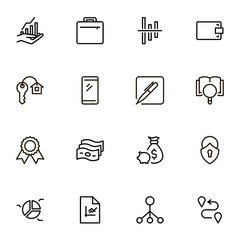 Bank line icon set.
