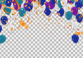 HAPPY BIRTHDAY ANNIVERSARY BANNER WITH COLORFUL BALLOONS