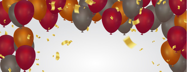 HAPPY BIRTHDAY ANNIVERSARY BANNER WITH COLORFUL BALLOONS
