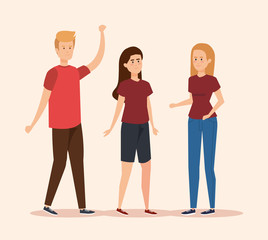 Obraz premium beauty girls and boy friends with casual clothes